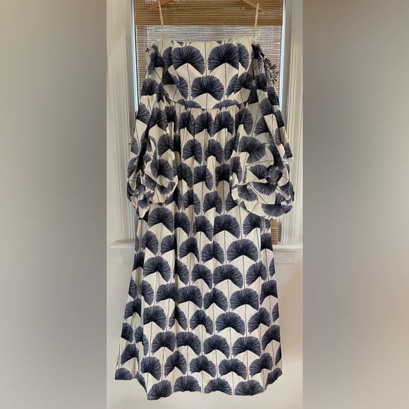 AGUA BY AGUA BENDITA Alheli Mangle Noche Dress Blue White Dress NWT LARGE L - Picture 3 of 11